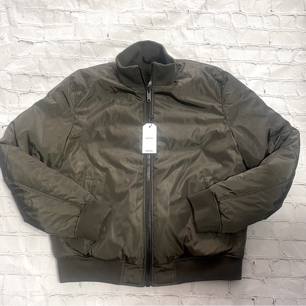 [express] reversible faux sherling bomber